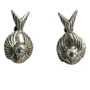 Vintage 1990s Bewst Birds SIlver tone Metal Stud Earrings 1" NEW Deadstock
